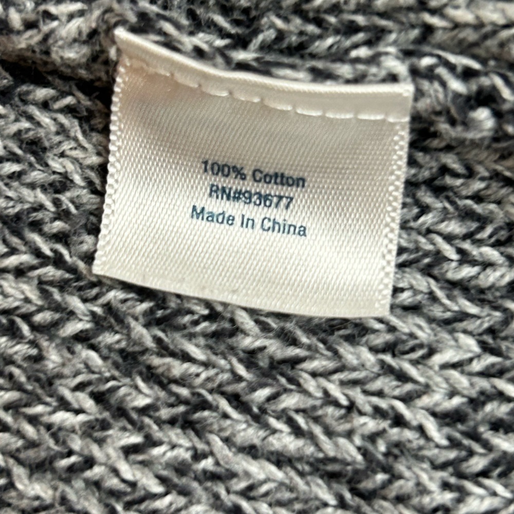 St Johns Bay Sweater Cardigan Open Front Size L Gray Cable Knit Pockets - Picture 10 of 14